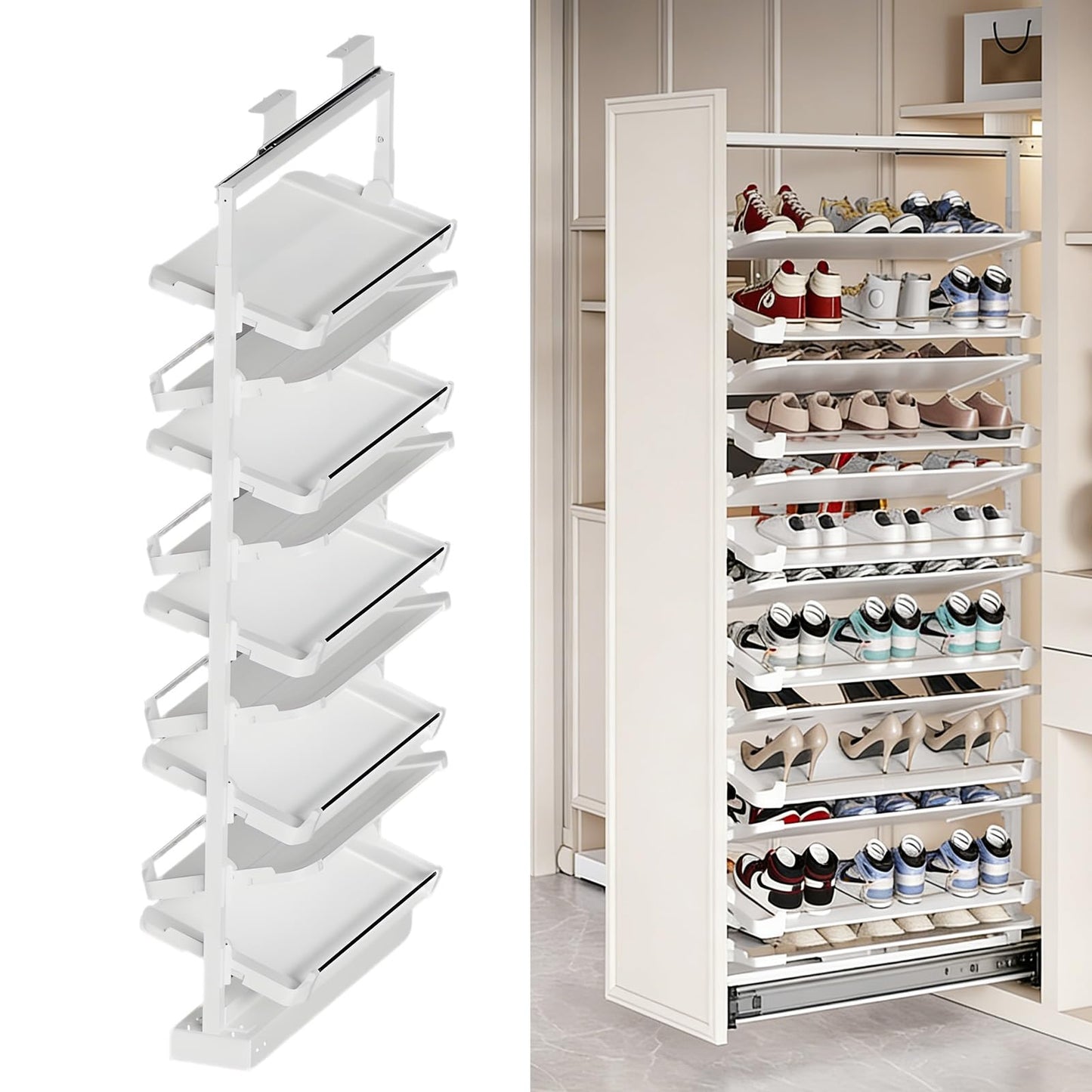 Adjustable Pull Out Shoe Rack Organizer