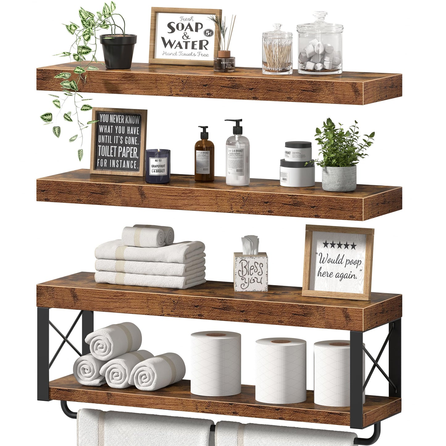 Floating Bathroom Shelves Over Toilet Storage