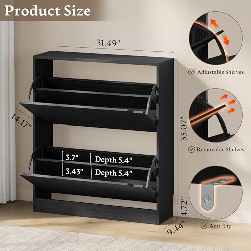 Wooden Shoe Cabinet with Flip Drawers