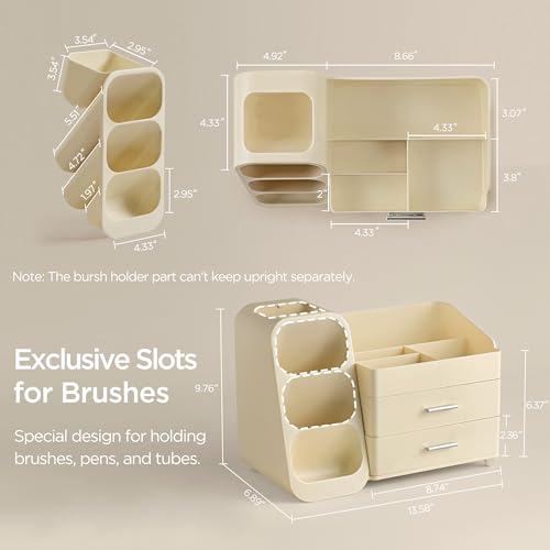 Makeup Organizer with Brush Holder for Vanity
