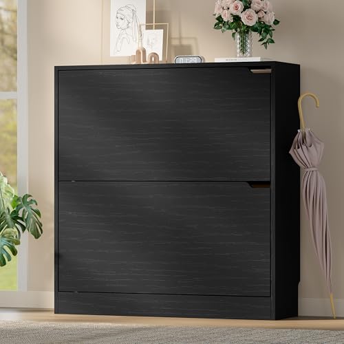 Wooden Shoe Cabinet with Flip Drawers