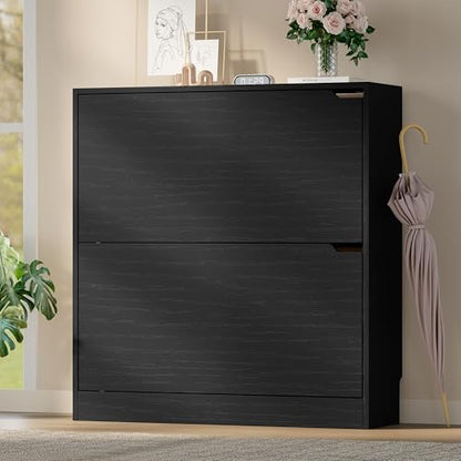 Wooden Shoe Cabinet with Flip Drawers