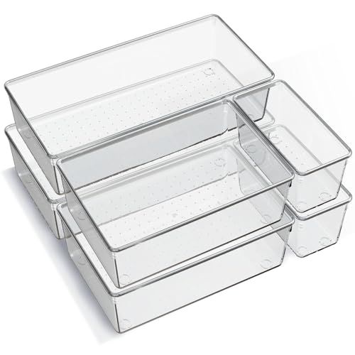 Clear Drawer Organizer Trays with Dividers