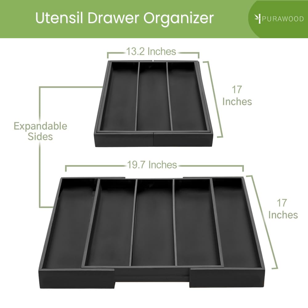 Purawood Bamboo Drawer Organizer