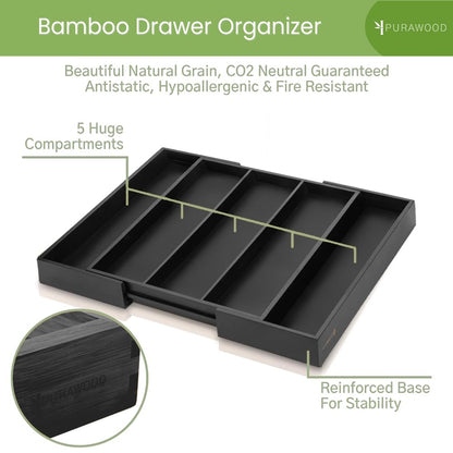 Purawood Bamboo Drawer Organizer