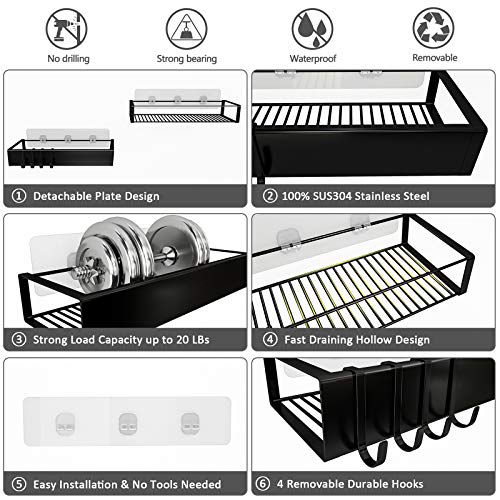 Adhesive Shower Caddy Organizer with Hooks