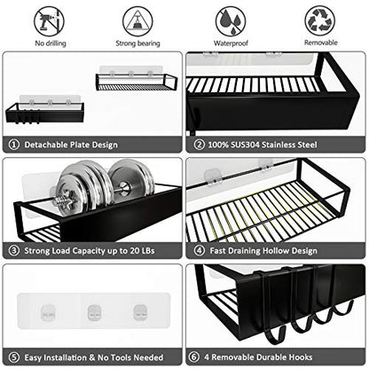 Adhesive Shower Caddy Organizer with Hooks