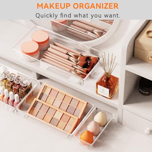 Clear Drawer Organizer Trays with Dividers