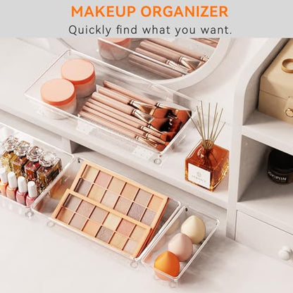 Clear Drawer Organizer Trays with Dividers
