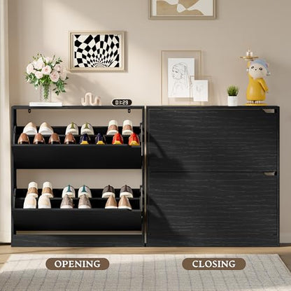 Wooden Shoe Cabinet with Flip Drawers