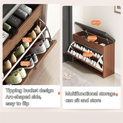 Narrow Shoe Storage Cabinet with Flip Design