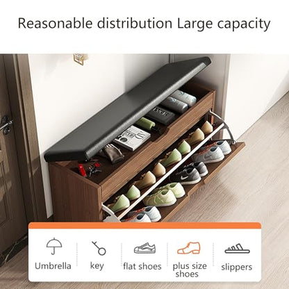 Narrow Shoe Storage Cabinet with Flip Design