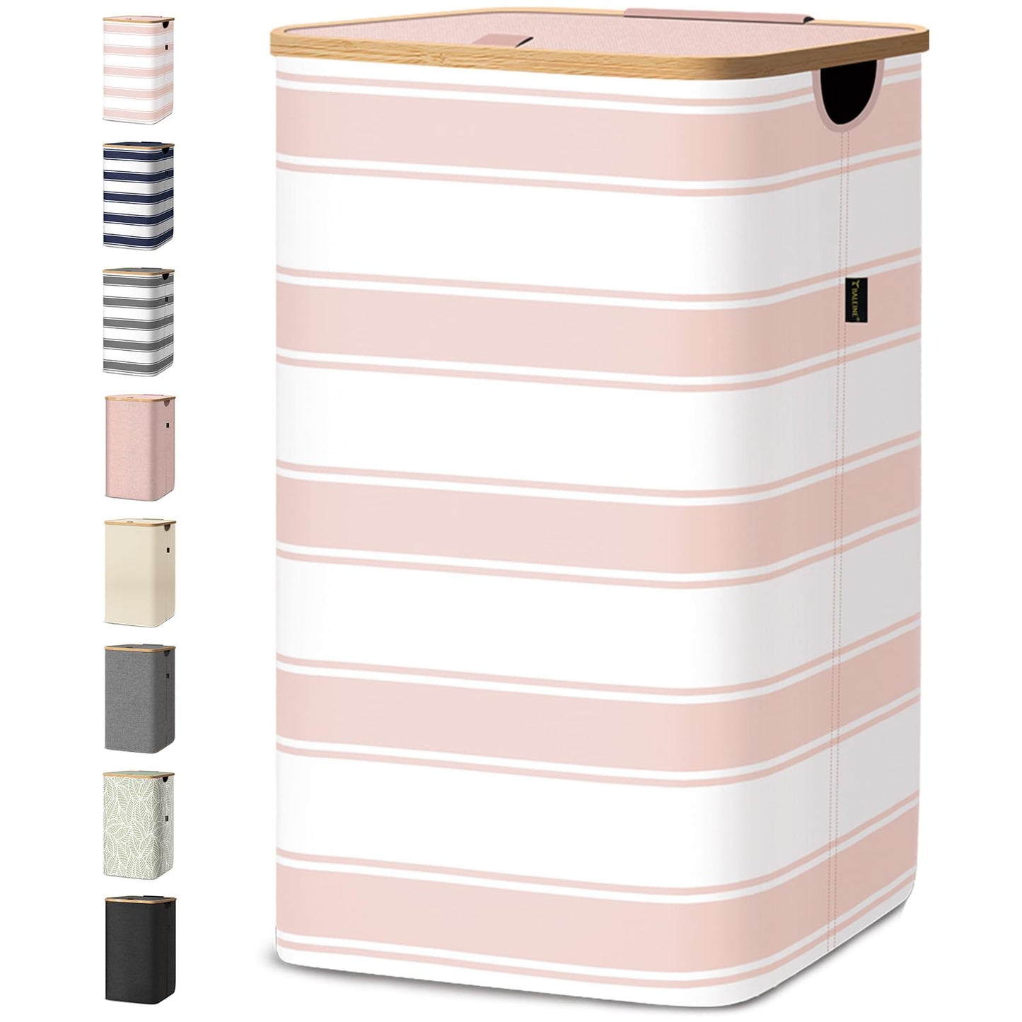 Tall Laundry Hamper with Bamboo Handles and Lid