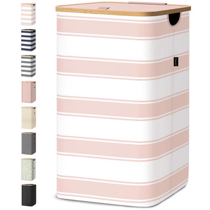 Tall Laundry Hamper with Bamboo Handles and Lid