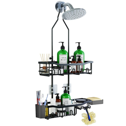 Extended Shower Organizer Shelf with Hooks