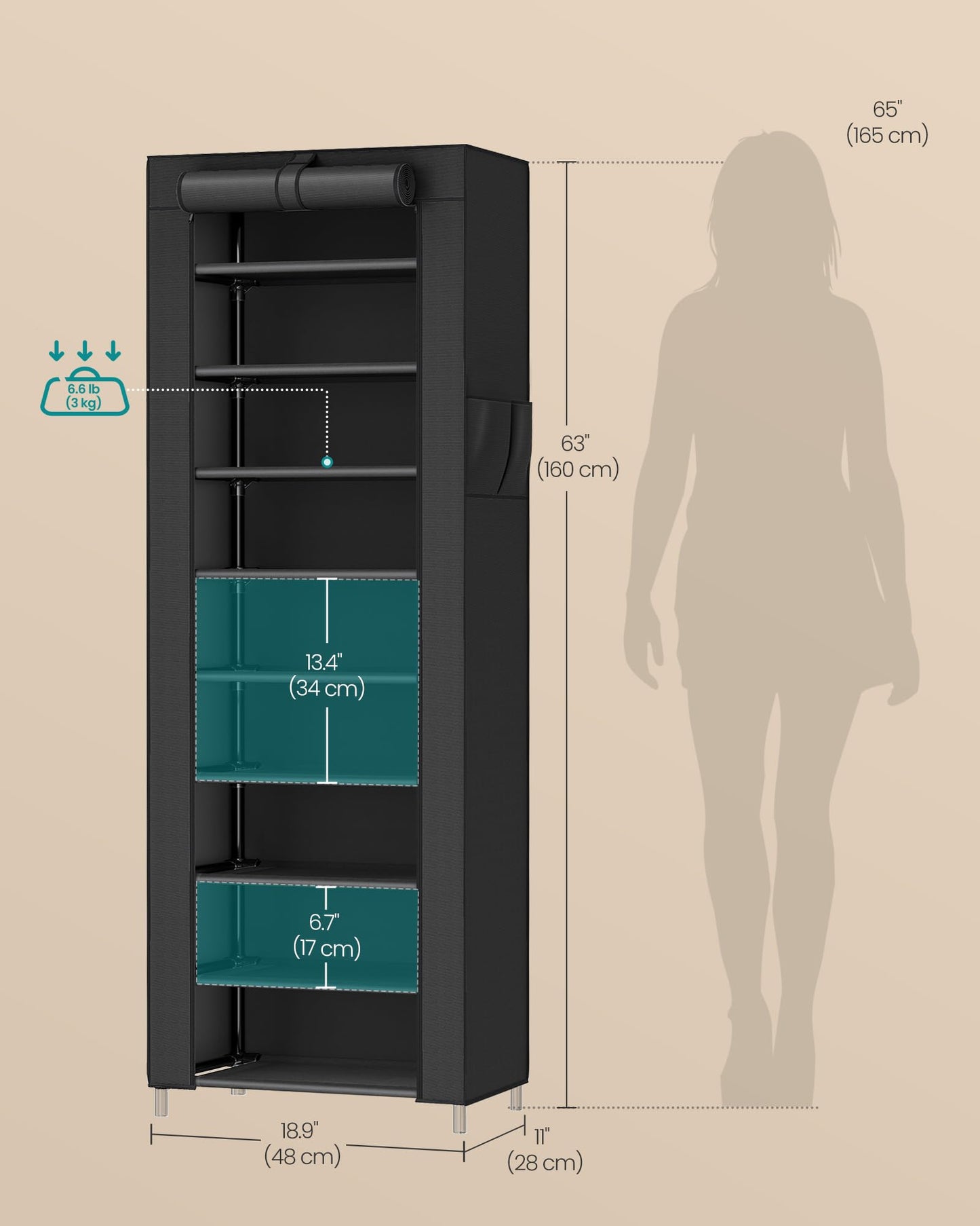 10-Tier Shoe Rack Organizer with Cover