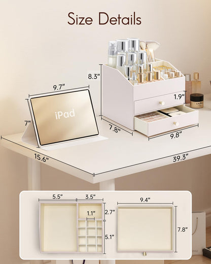 PU Leather Cosmetic Organizer with Drawers