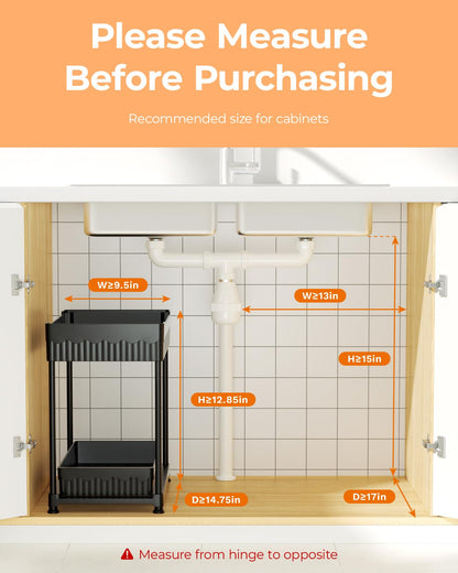2-Tier Under Sink Organizer with Sliding Drawers
