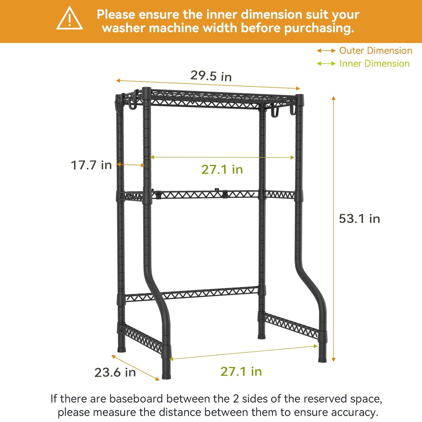 Washer Dryer Stacking Rack Organizer