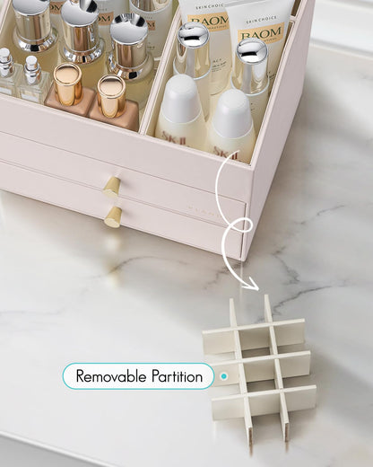 PU Leather Cosmetic Organizer with Drawers