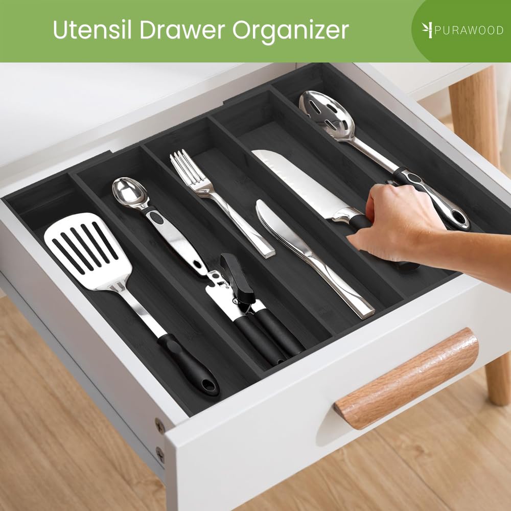 Purawood Bamboo Drawer Organizer