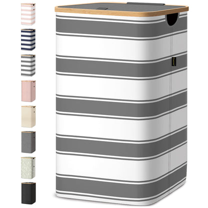 Tall Laundry Hamper with Bamboo Handles and Lid