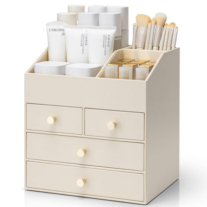 PU Leather Cosmetic Organizer with Drawers