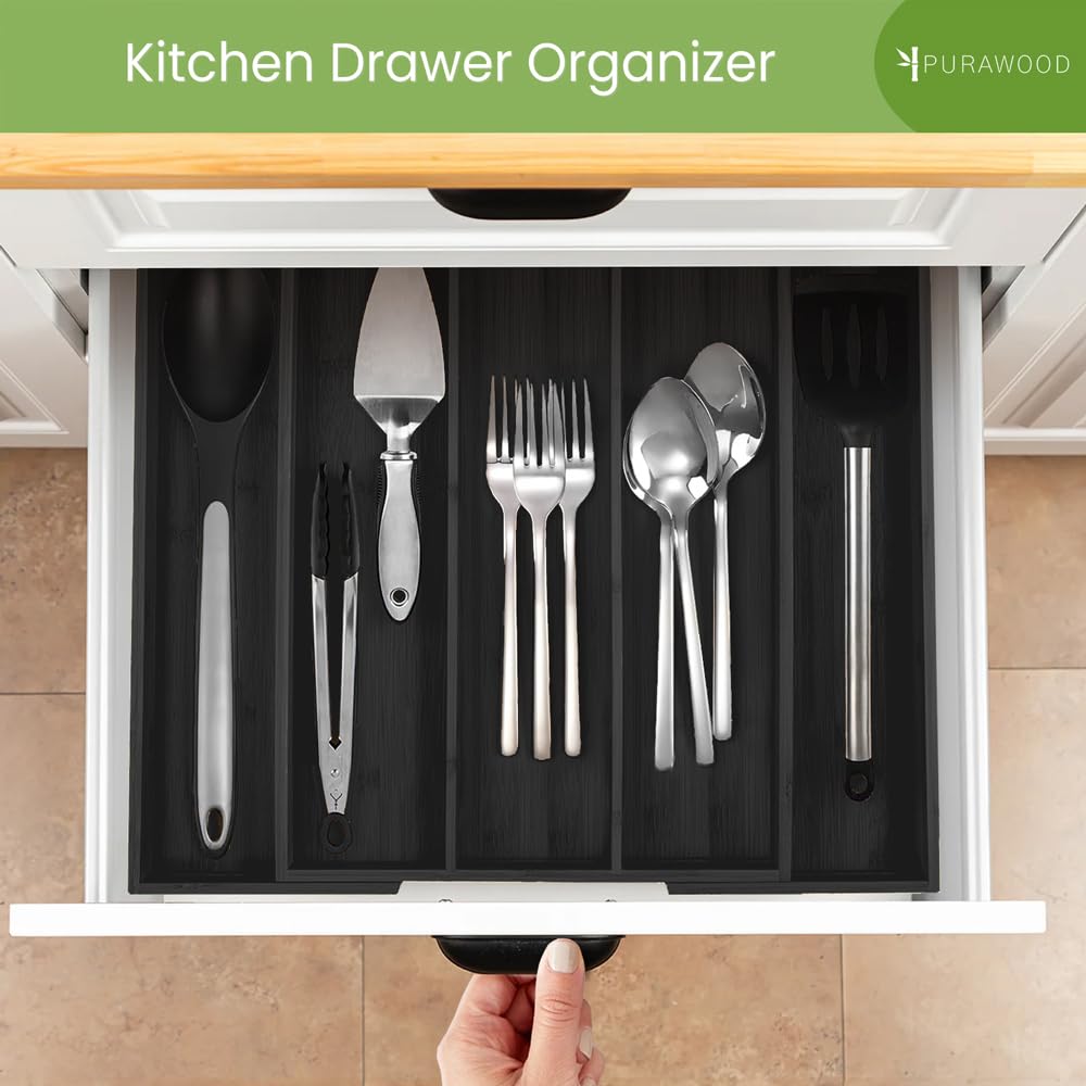 Purawood Bamboo Drawer Organizer