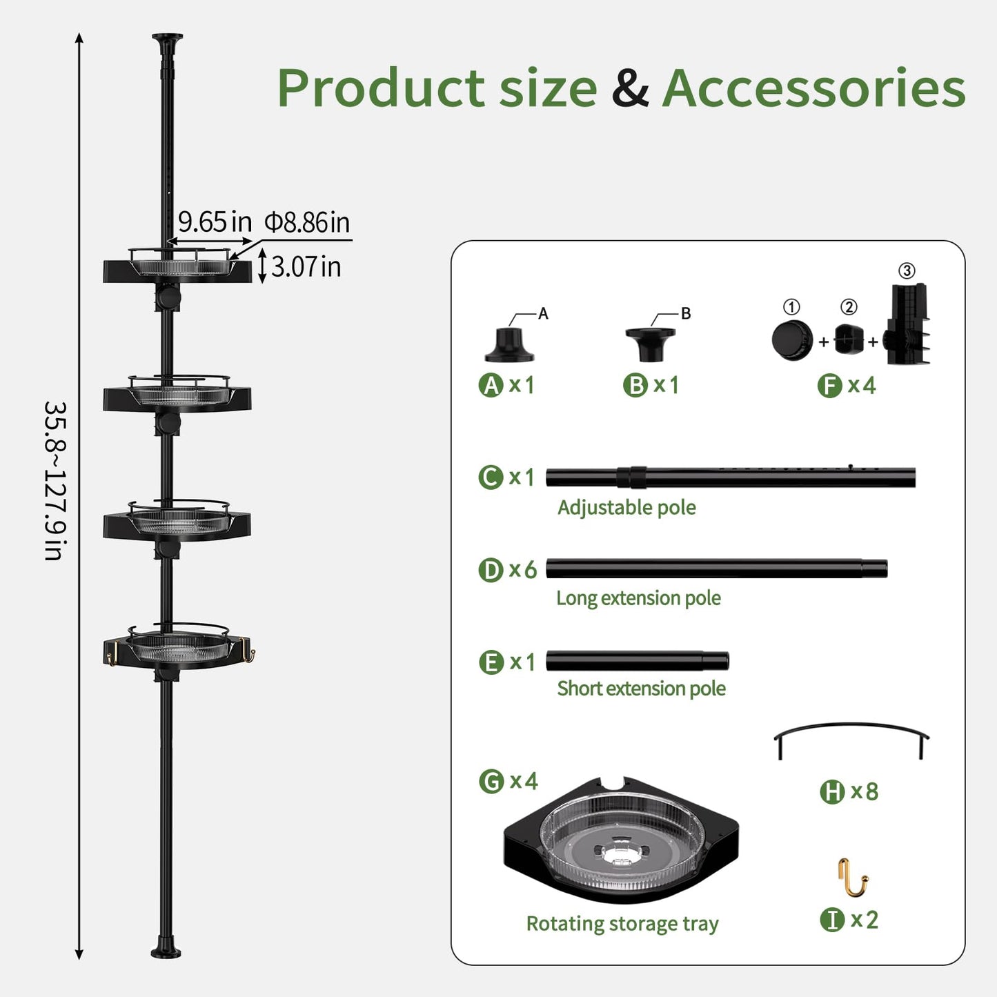 Tension Pole Shower Caddy with Shelves