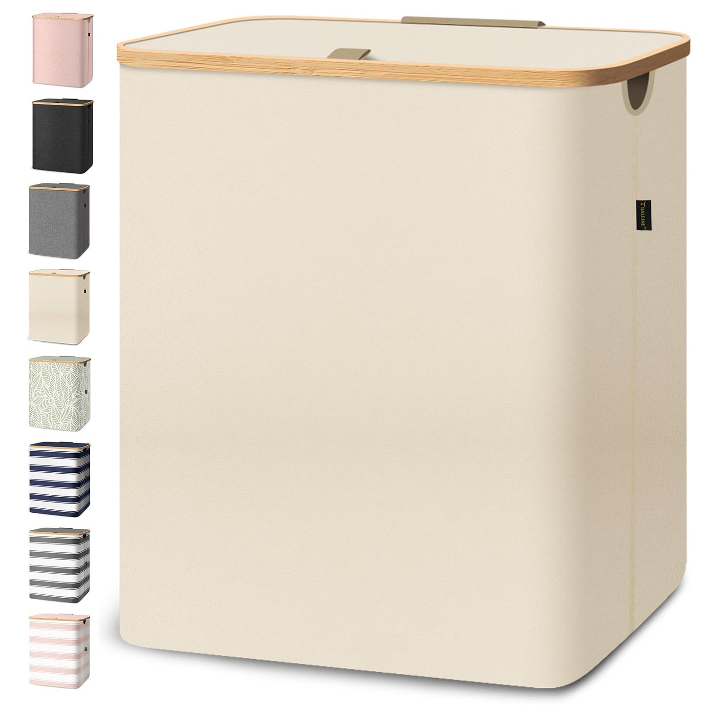 Tall Laundry Hamper with Bamboo Handles and Lid