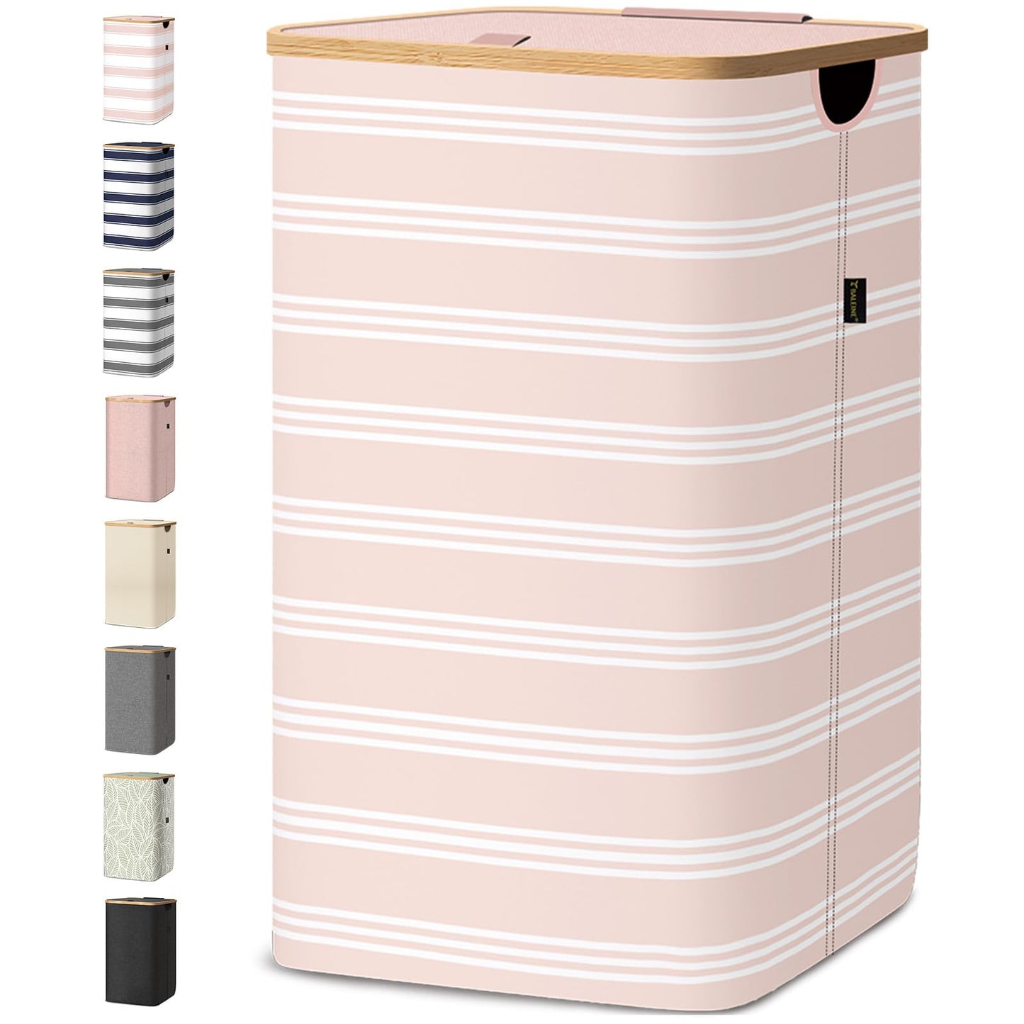 Tall Laundry Hamper with Bamboo Handles and Lid