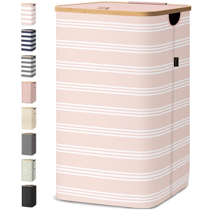 Tall Laundry Hamper with Bamboo Handles and Lid