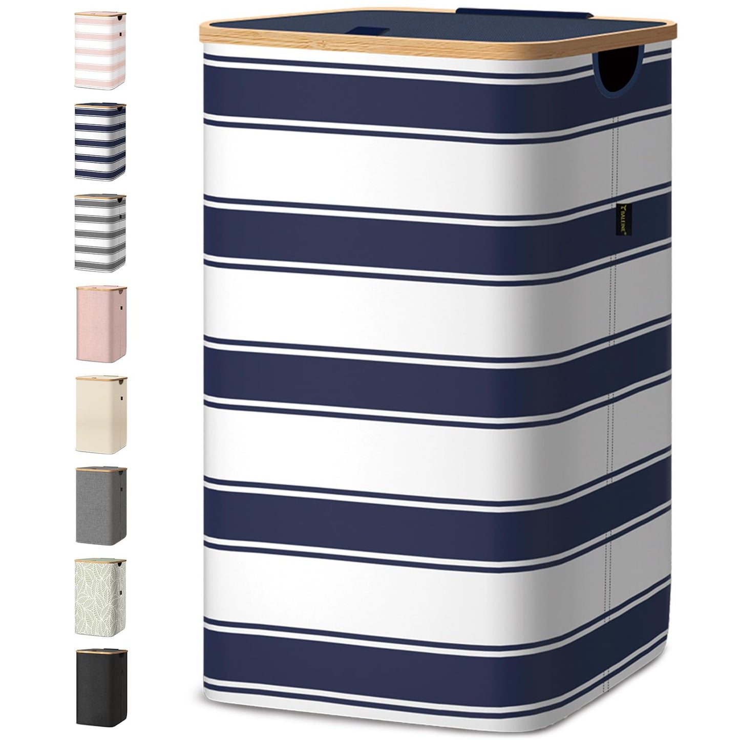 Tall Laundry Hamper with Bamboo Handles and Lid