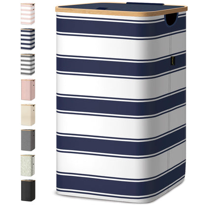 Tall Laundry Hamper with Bamboo Handles and Lid