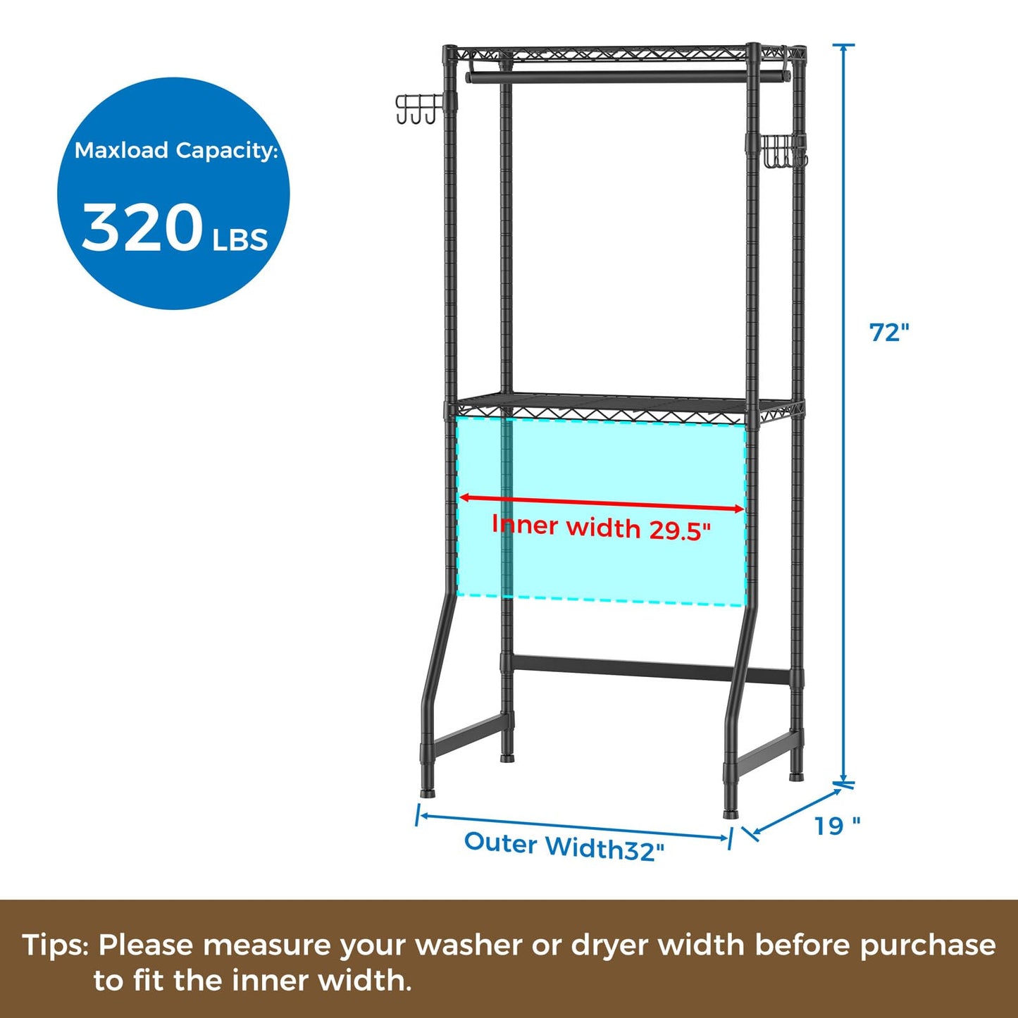 Golpart Over the Washer and Dryer Storage Shelf
