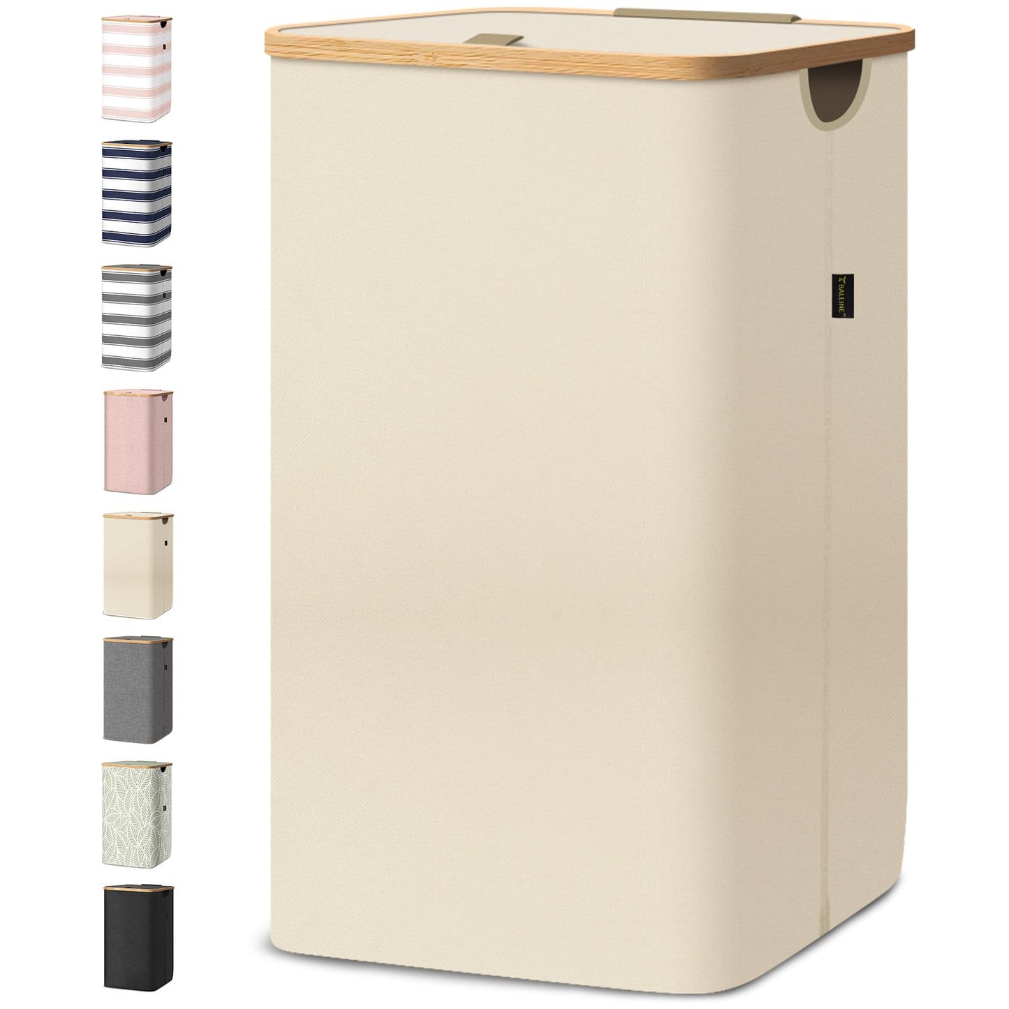Tall Laundry Hamper with Bamboo Handles and Lid