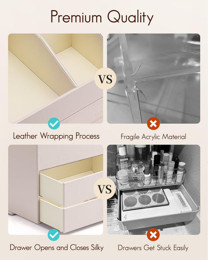 PU Leather Cosmetic Organizer with Drawers