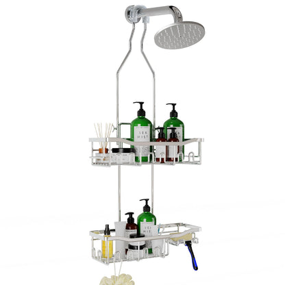 Extended Shower Organizer Shelf with Hooks