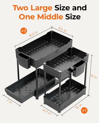 2-Tier Under Sink Organizer with Sliding Drawers