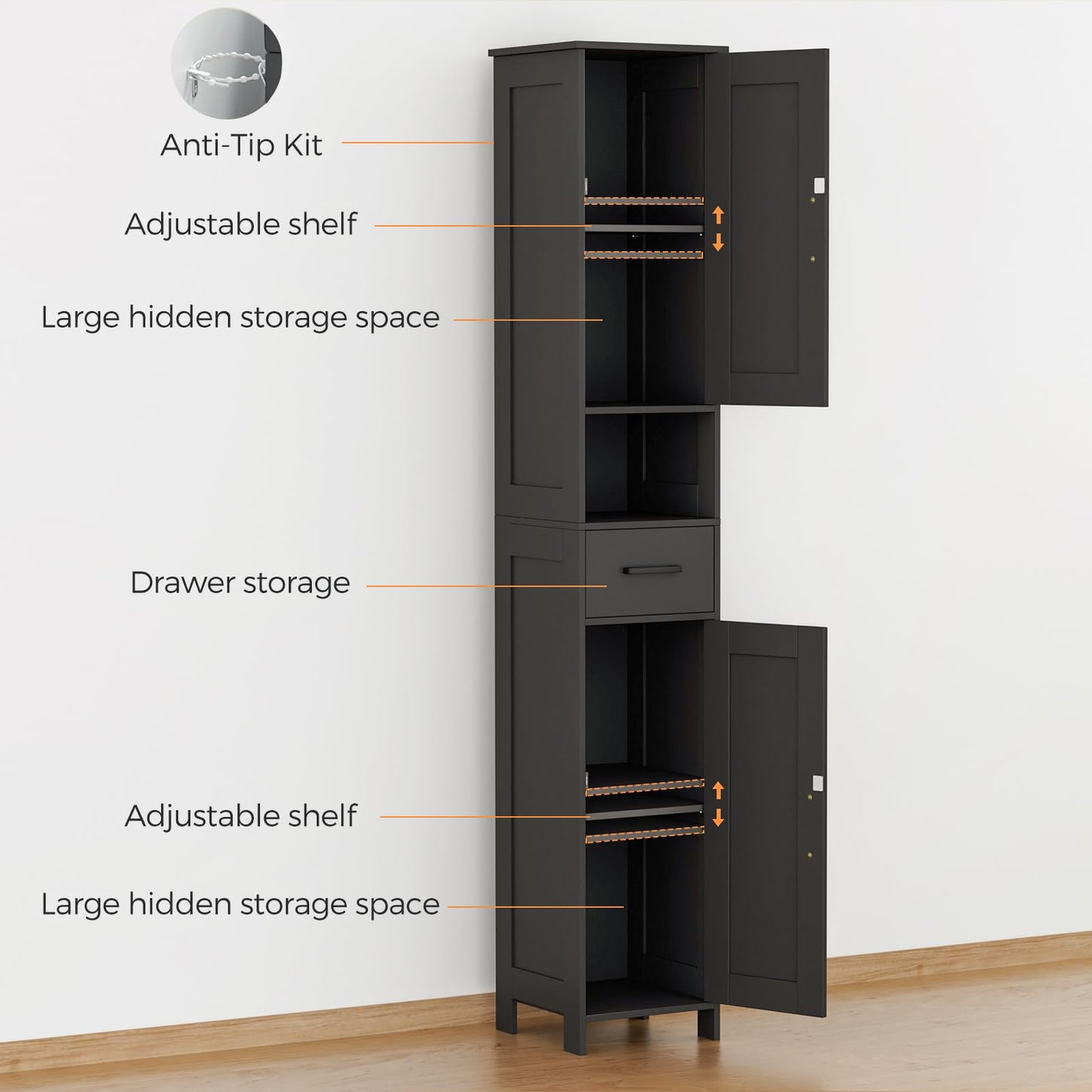 Tall Bathroom Storage Cabinet with Barn Doors