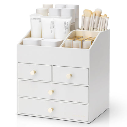 PU Leather Cosmetic Organizer with Drawers