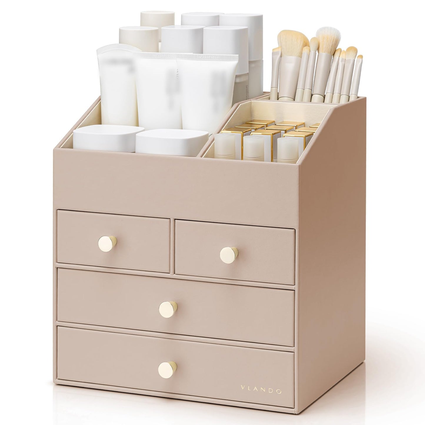 PU Leather Cosmetic Organizer with Drawers
