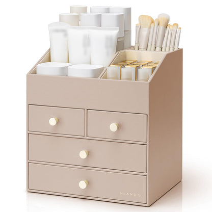 PU Leather Cosmetic Organizer with Drawers