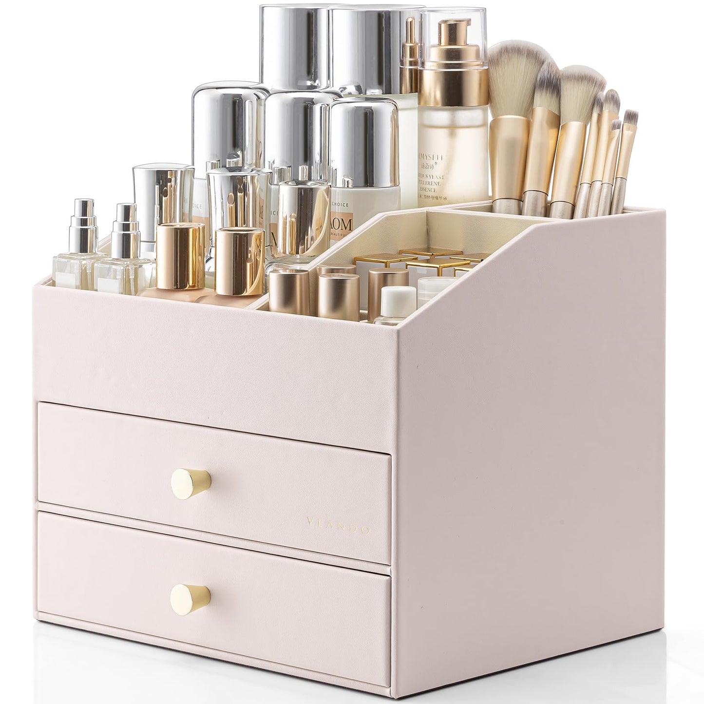 PU Leather Cosmetic Organizer with Drawers