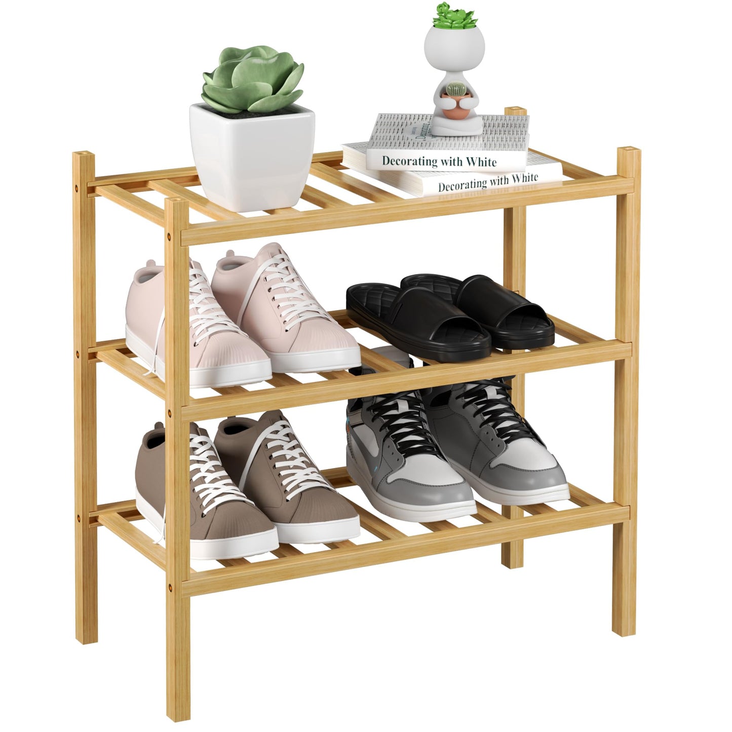 Bamboo Shoe Rack Organizer for Entryway