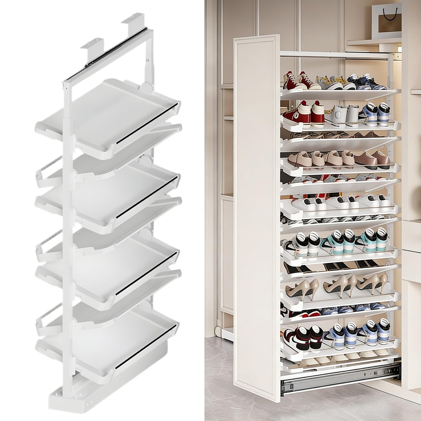 Adjustable Pull Out Shoe Rack Organizer