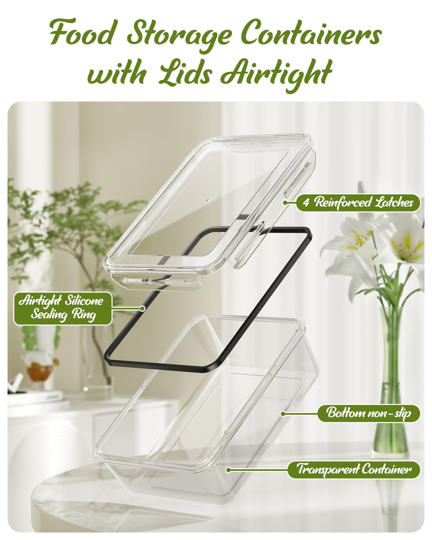 Food Storage Containers Set for Kitchen Organization