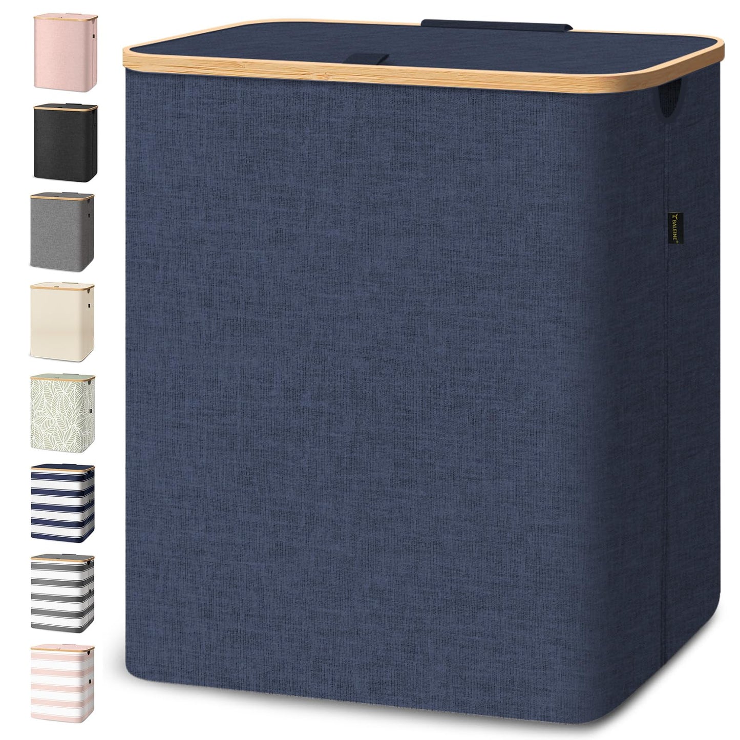Tall Laundry Hamper with Bamboo Handles and Lid