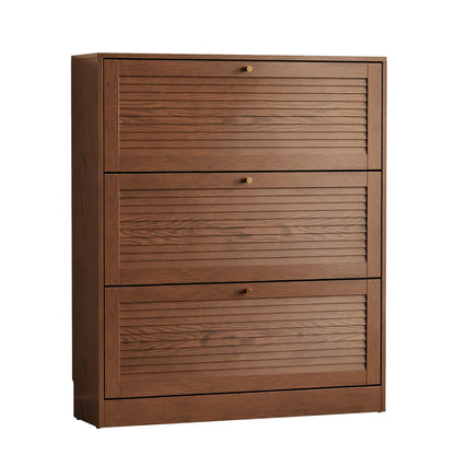 Solid Wood Shoe Storage Cabinet with Flip Drawers