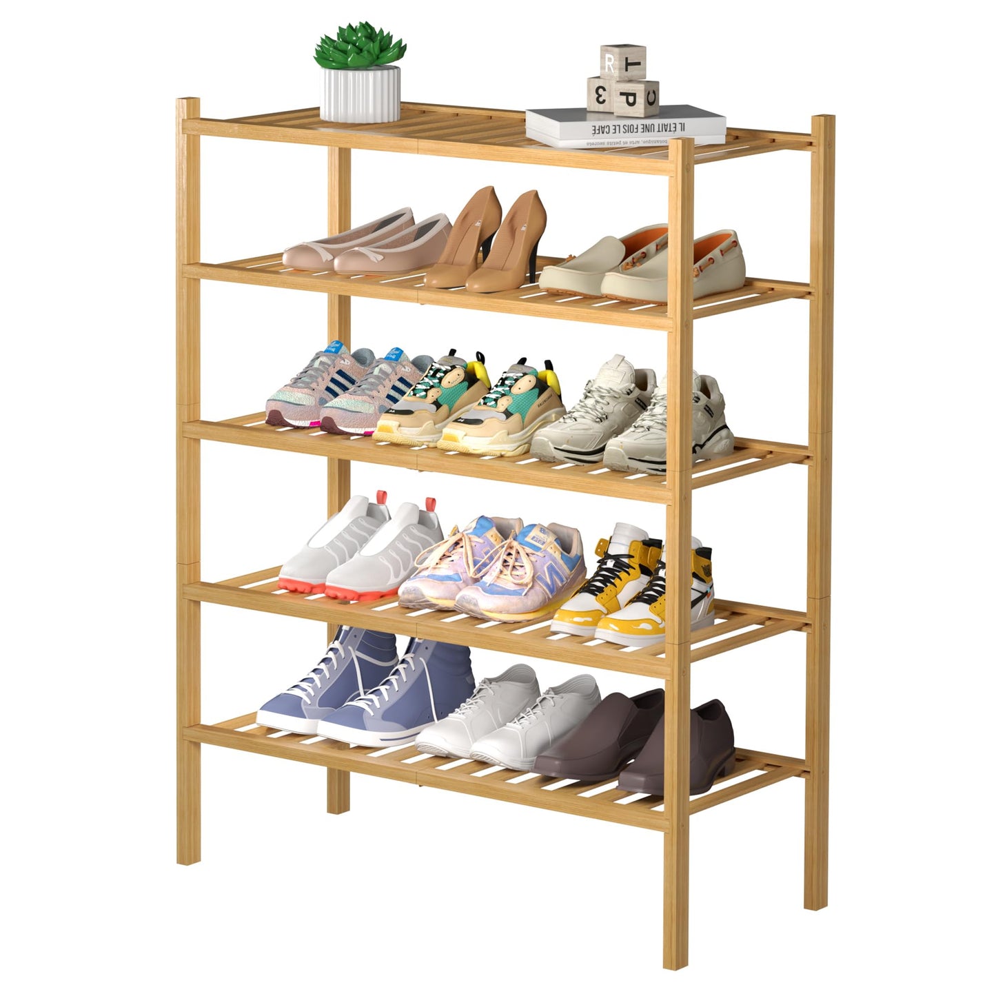 Bamboo Shoe Rack Organizer for Entryway